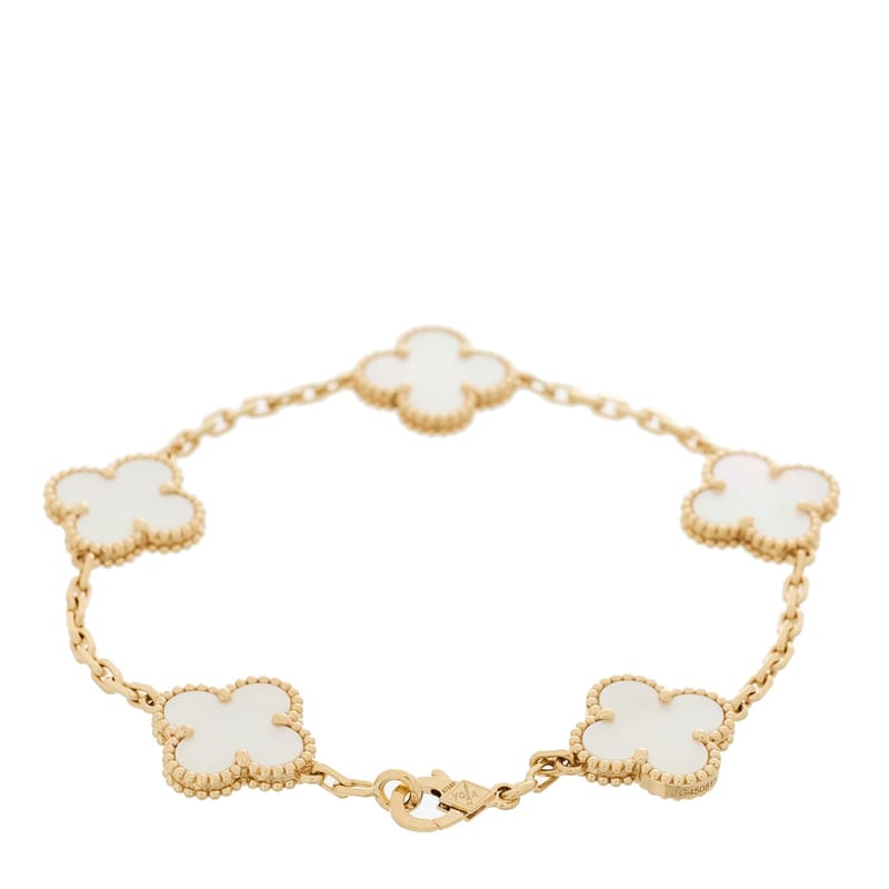18K жовте золото перламутр 5 Motifs Vintage Alhambra браслет
