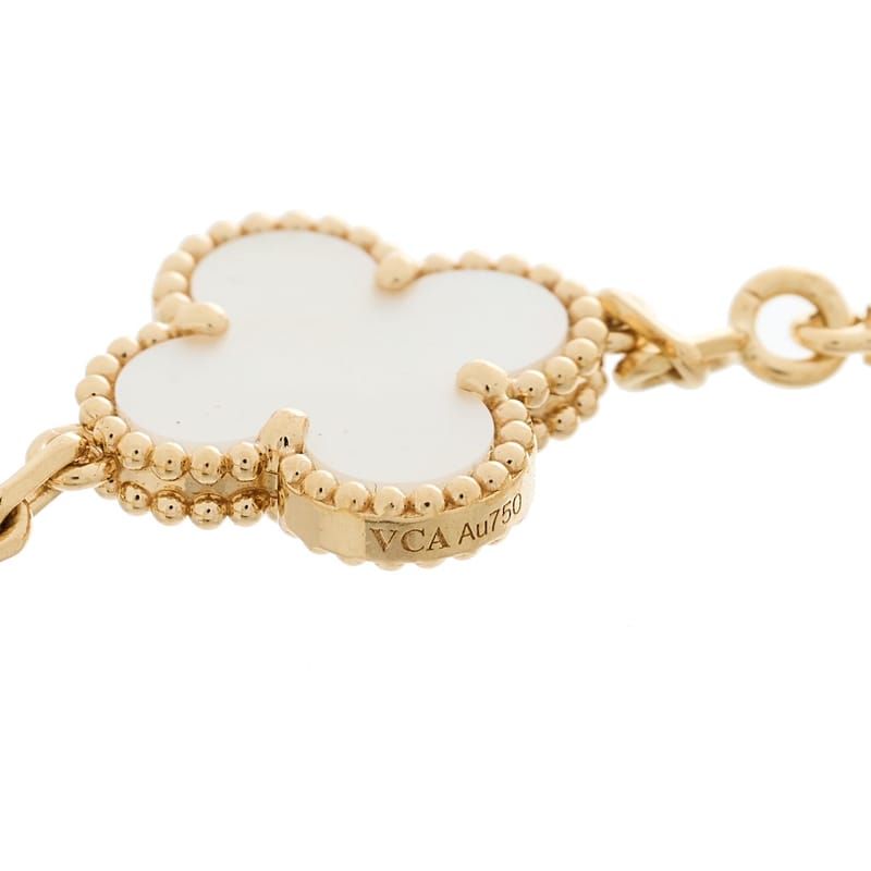 18K жовте золото перламутр 5 Motifs Vintage Alhambra браслет
