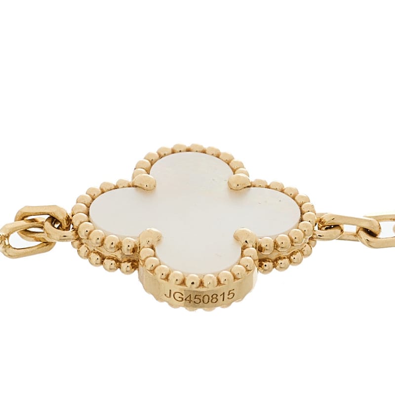 18K жовте золото перламутр 5 Motifs Vintage Alhambra браслет