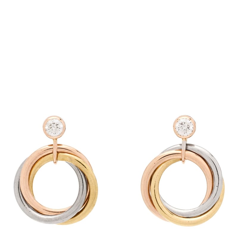 18K Pink жовтий біле золото діамант Trinity Drop сережки