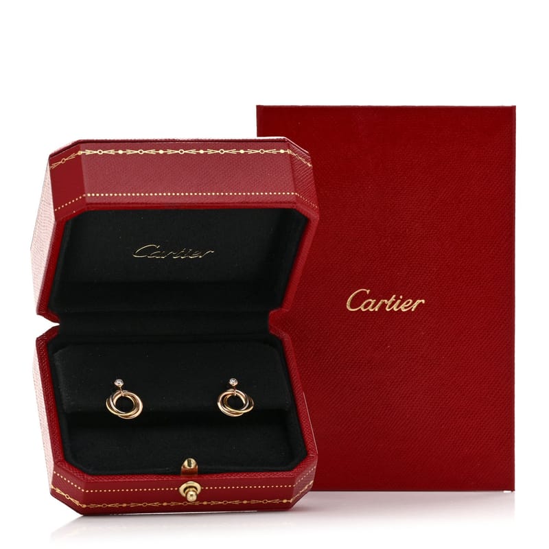 18K Pink жовтий біле золото діамант Trinity Drop сережки