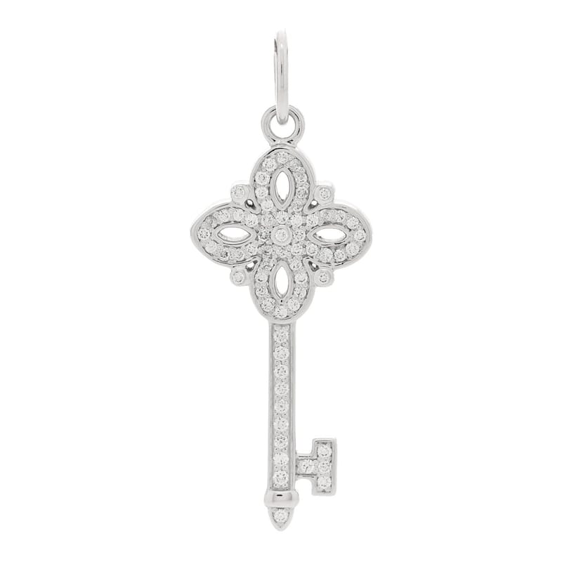 18K біле золото діамант Mini Victoria Key підвіска