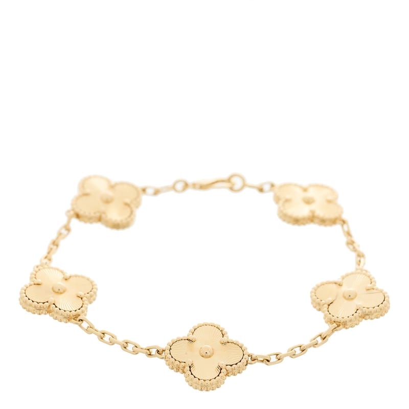 18K жовте золото 5 Motifs Guilloche Vintage Alhambra браслет