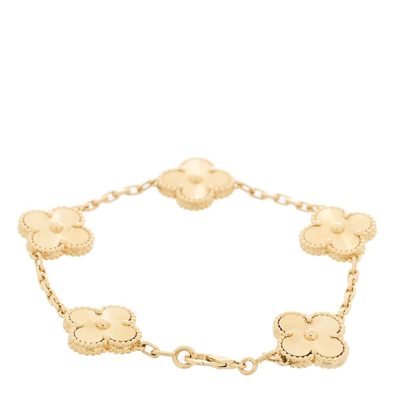18K жовте золото 5 Motifs Guilloche Vintage Alhambra браслет