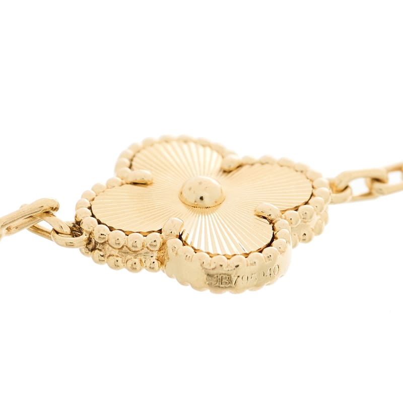 18K жовте золото 5 Motifs Guilloche Vintage Alhambra браслет