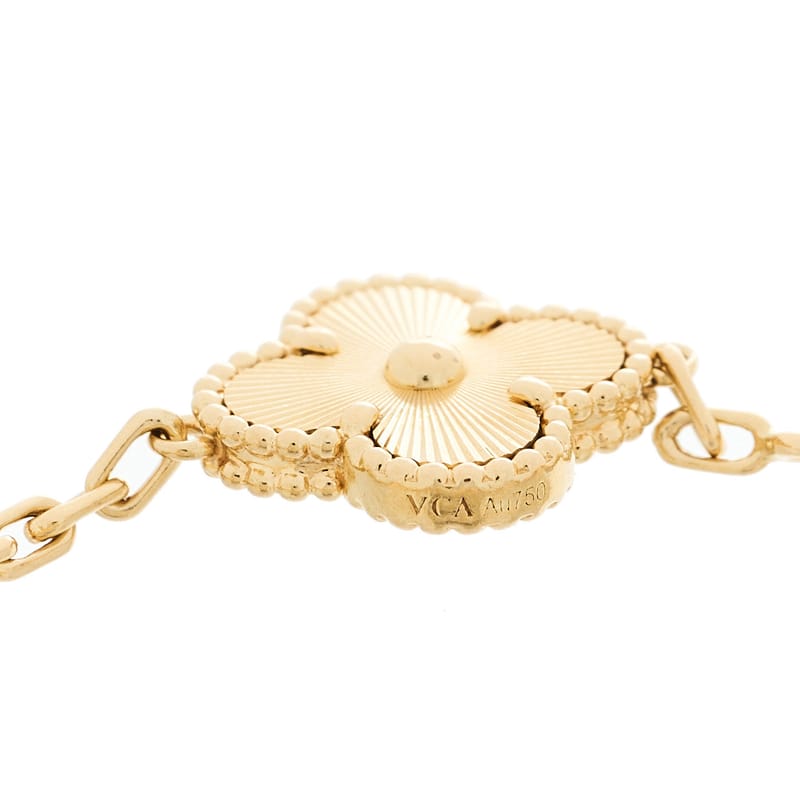 18K жовте золото 5 Motifs Guilloche Vintage Alhambra браслет