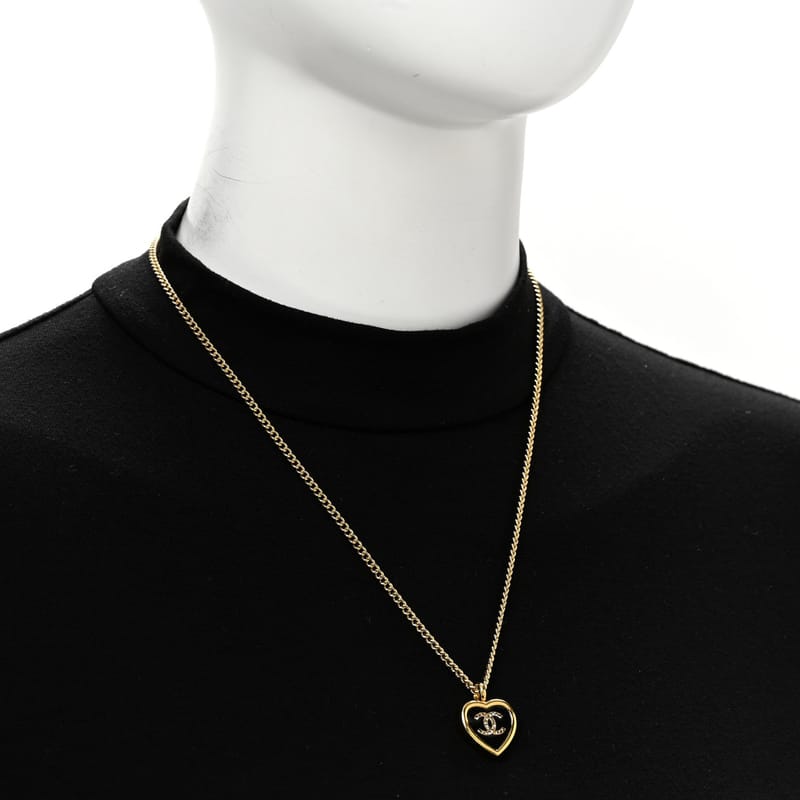 Metal Resin Crystal CC Heart кольє золото чорний