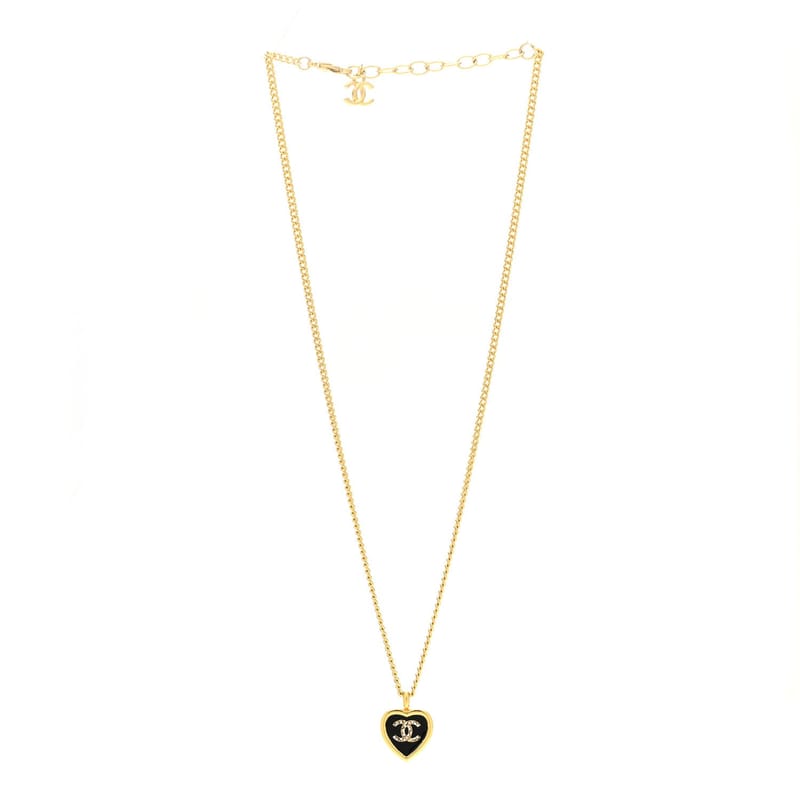 Metal Resin Crystal CC Heart кольє золото чорний
