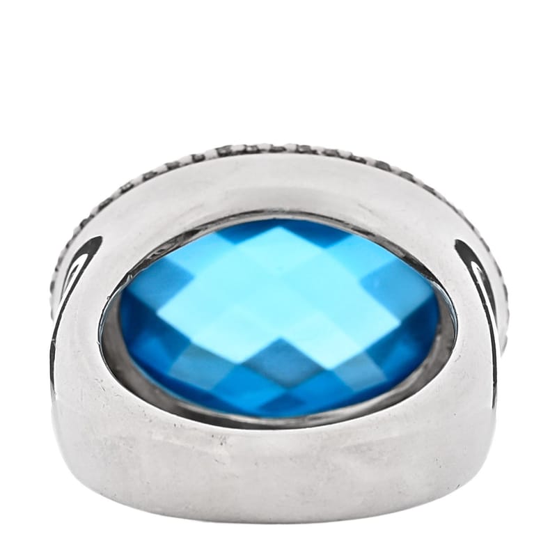 срібло 925 діамант Blue Topaz 18mm Signature Oval каблучка 52 6
