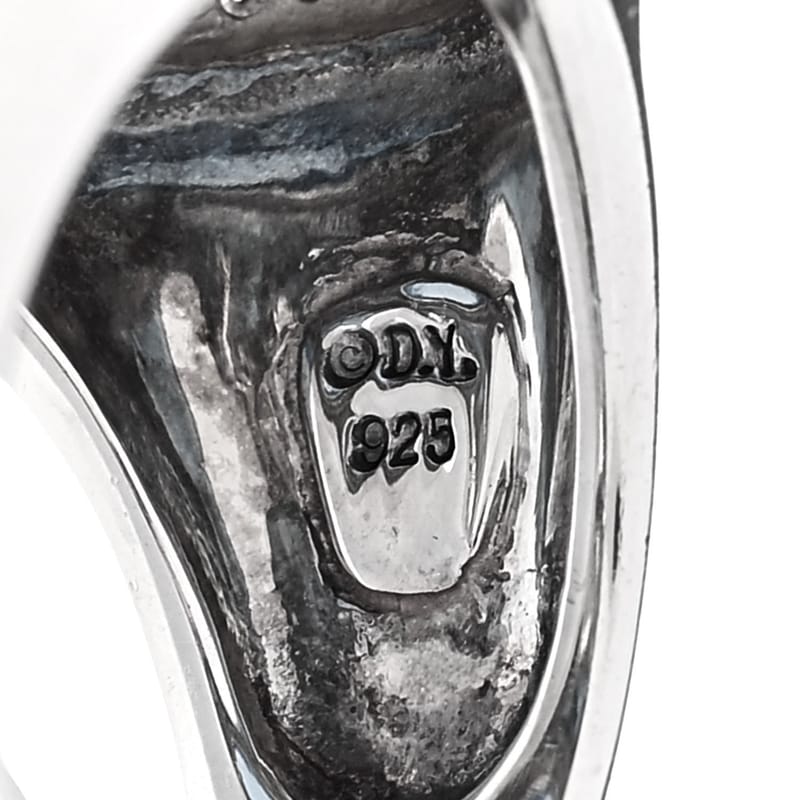 срібло 925 діамант Blue Topaz 18mm Signature Oval каблучка 52 6