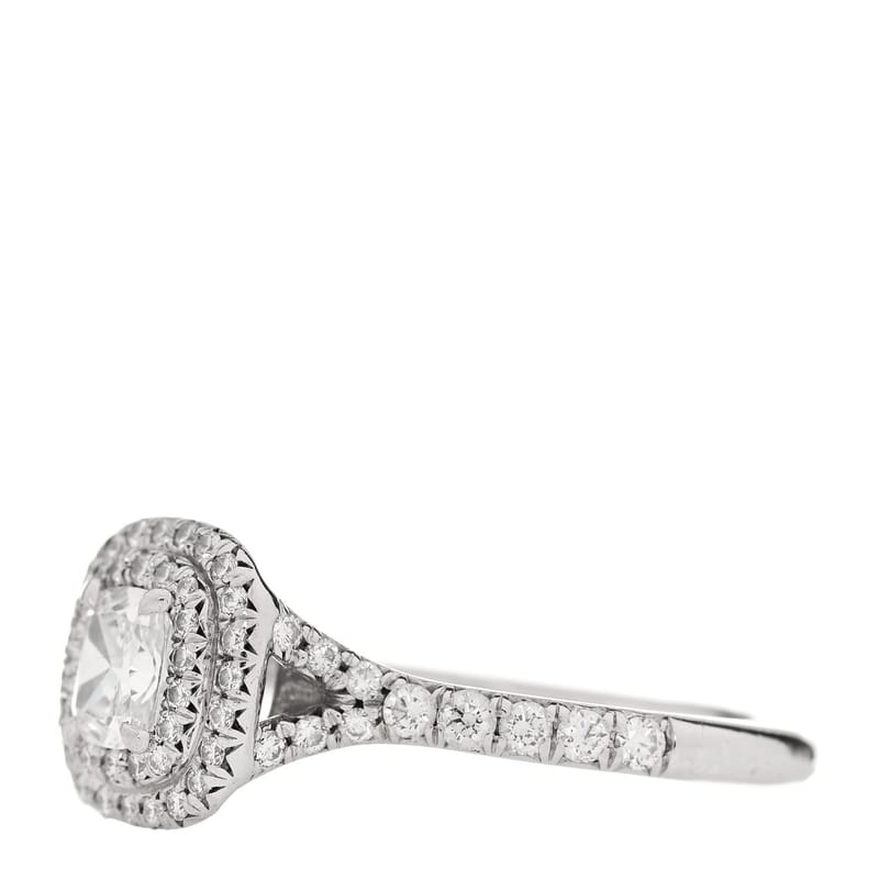 платина діамант .41ct Soleste Cushion Cut Double Halo Engagement каблучка 50 5.25