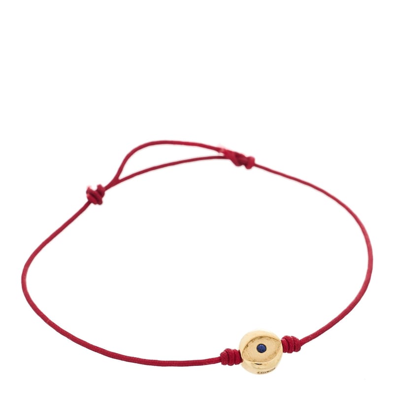18K жовте золото Blue сапфір Nylon Evil Eye браслет Red Red