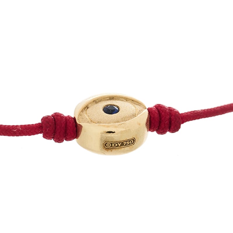 18K жовте золото Blue сапфір Nylon Evil Eye браслет Red Red