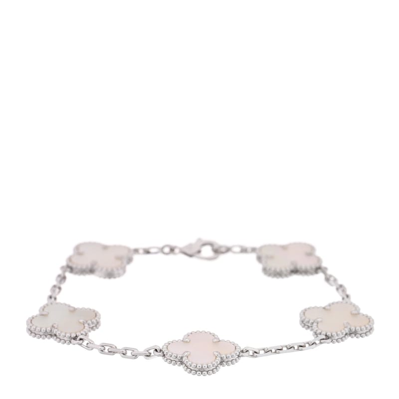 18K біле золото перламутр 5 Motifs Vintage Alhambra браслет