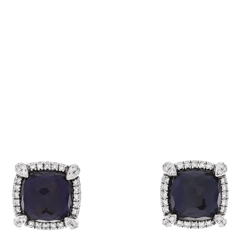 срібло 925 діамант чорний Orchid 9mm Chatelaine Bezel сережки