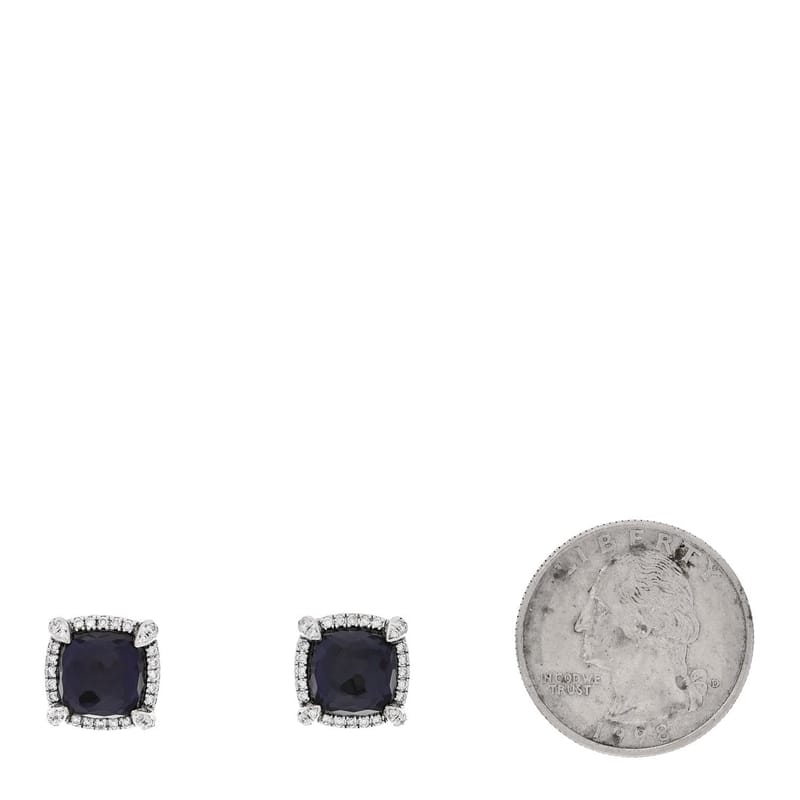 срібло 925 діамант чорний Orchid 9mm Chatelaine Bezel сережки