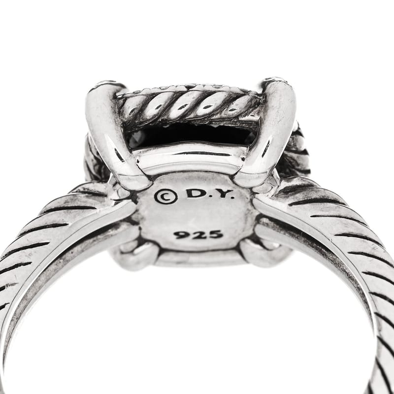 срібло 925 діамант чорний Orchid 9mm Chatelaine Pave Bezel каблучка 57 8