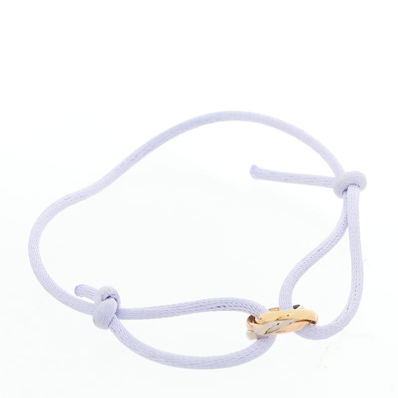 18k Pink жовтий біле золото Trinity Adjustable Cord браслет Lilac