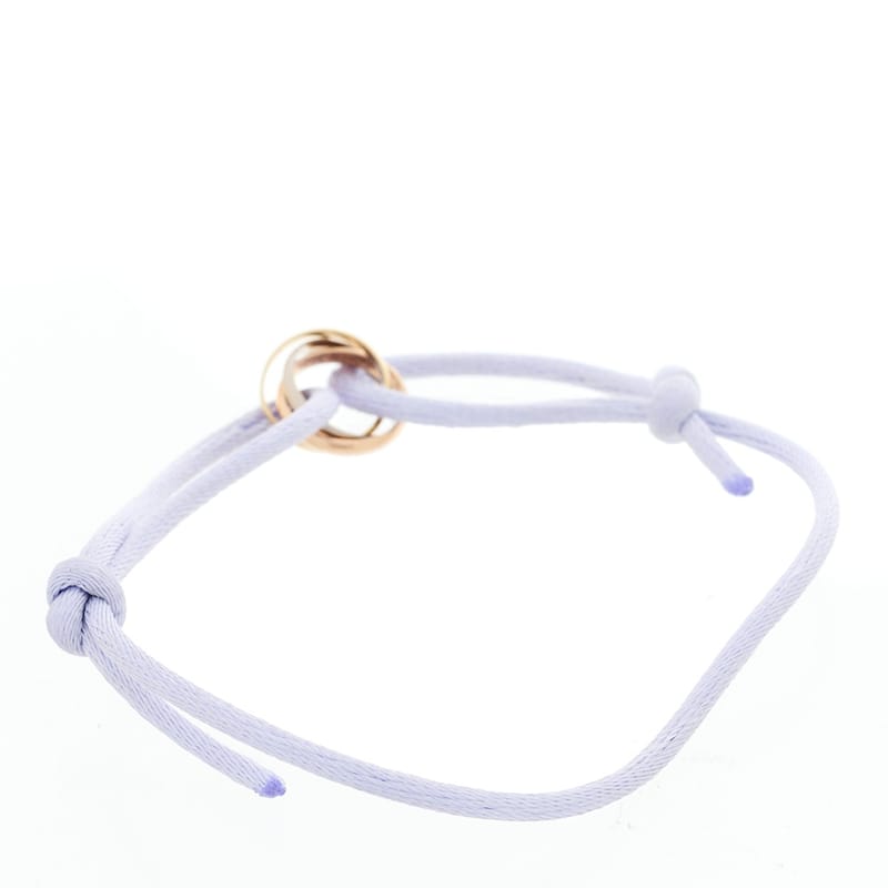 18k Pink жовтий біле золото Trinity Adjustable Cord браслет Lilac