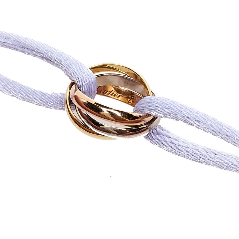 18k Pink жовтий біле золото Trinity Adjustable Cord браслет Lilac