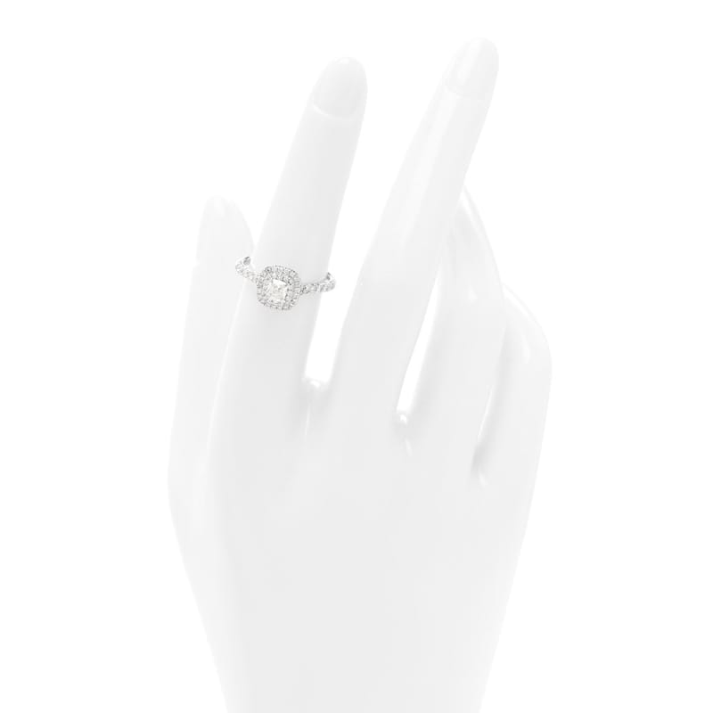 платина діамант .21ct Soleste Cushion Cut Double Halo Engagement каблучка 50 5.5