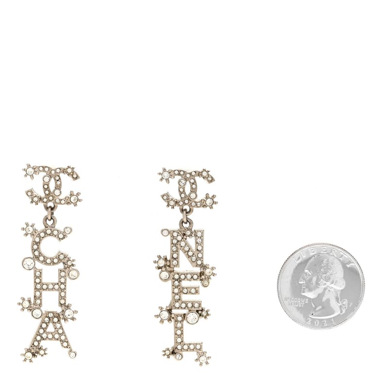 Crystal Cha-Nel Logo Drop сережки срібло