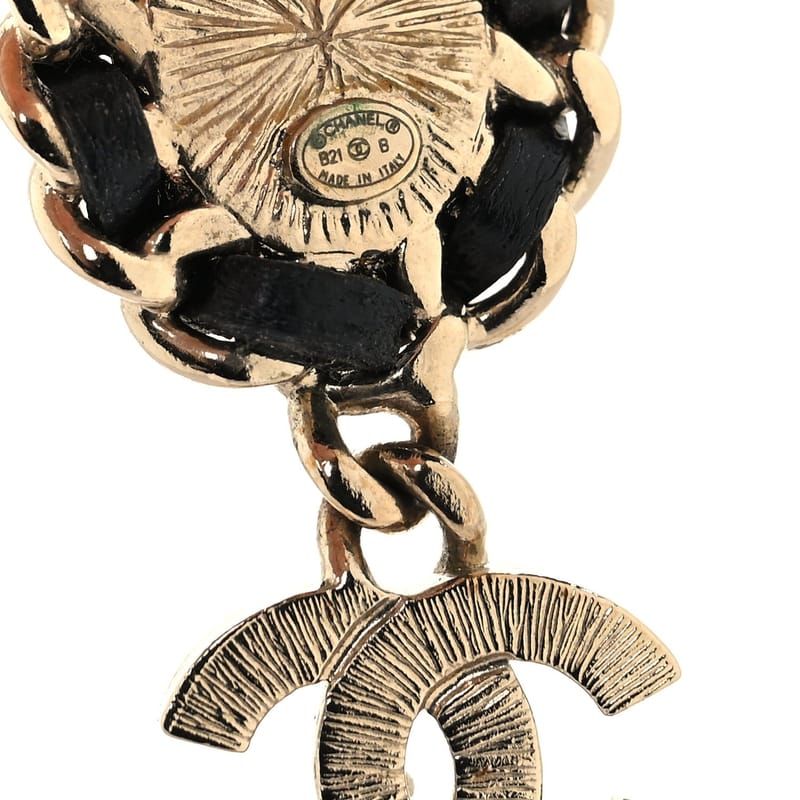 перлина Lambskin Crystal CC Drop сережки золото білий чорний