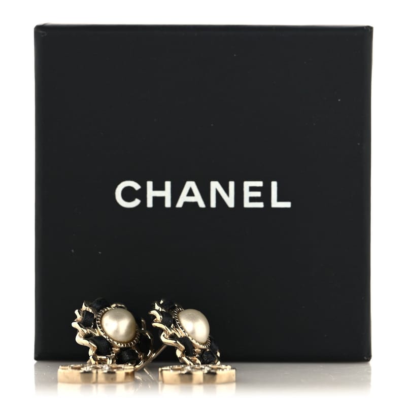 перлина Lambskin Crystal CC Drop сережки золото білий чорний