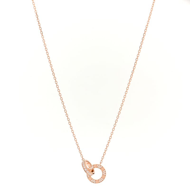 18K рожеве золото діамант Interlocking LOVE Paved кольє