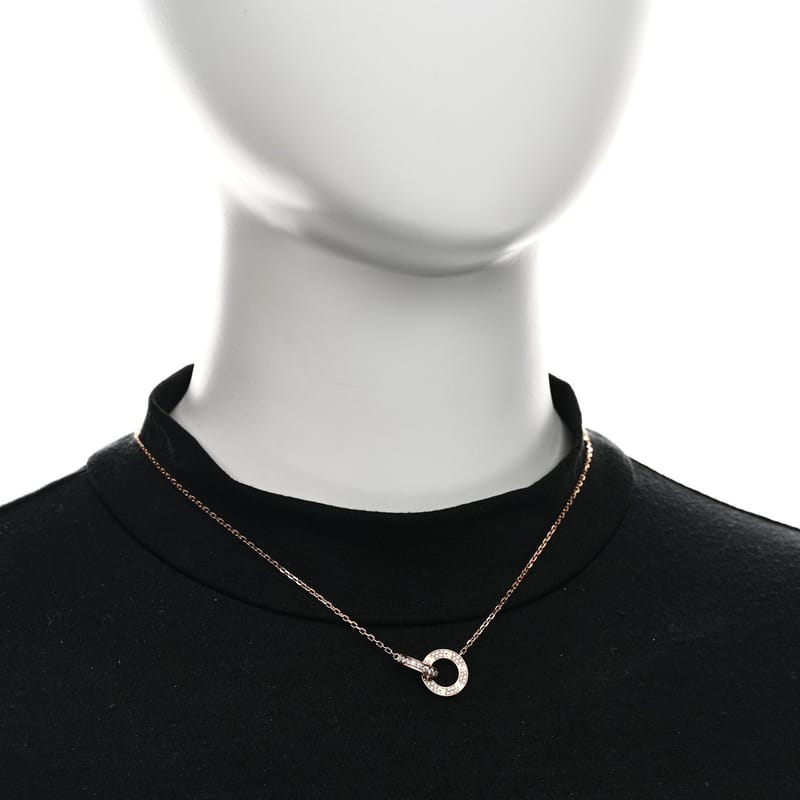 18K рожеве золото діамант Interlocking LOVE Paved кольє