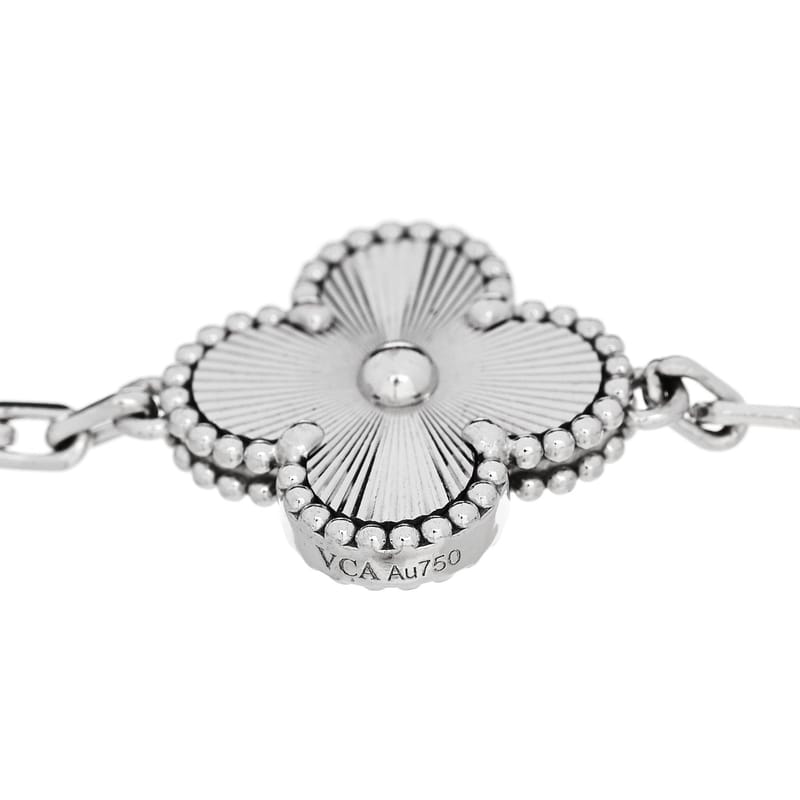 18K біле золото 5 Motifs Guilloche Vintage Alhambra браслет