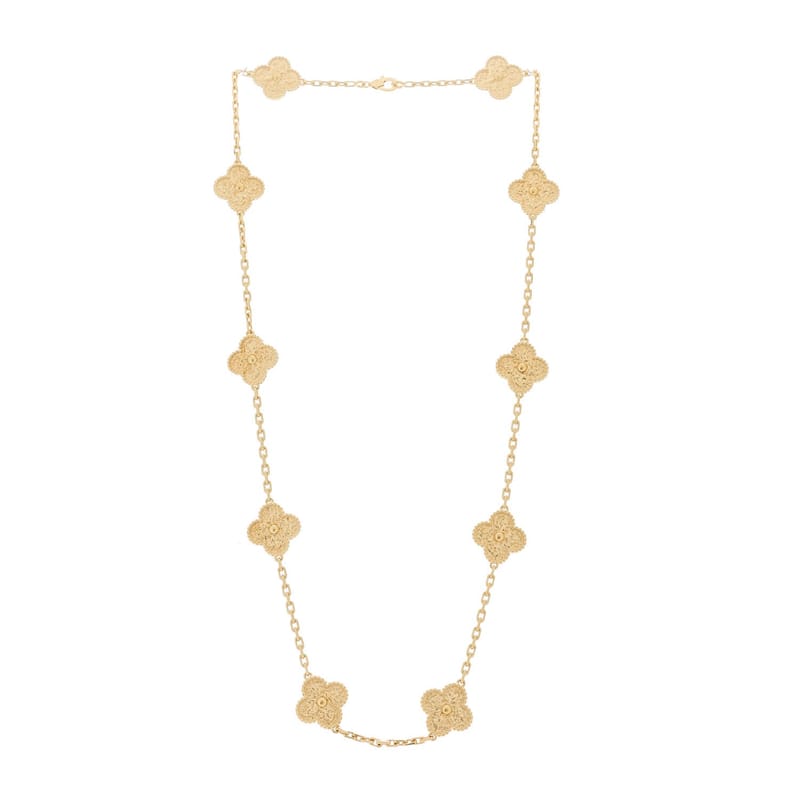 18K жовте золото 10 Motifs Guilloche Vintage Alhambra кольє