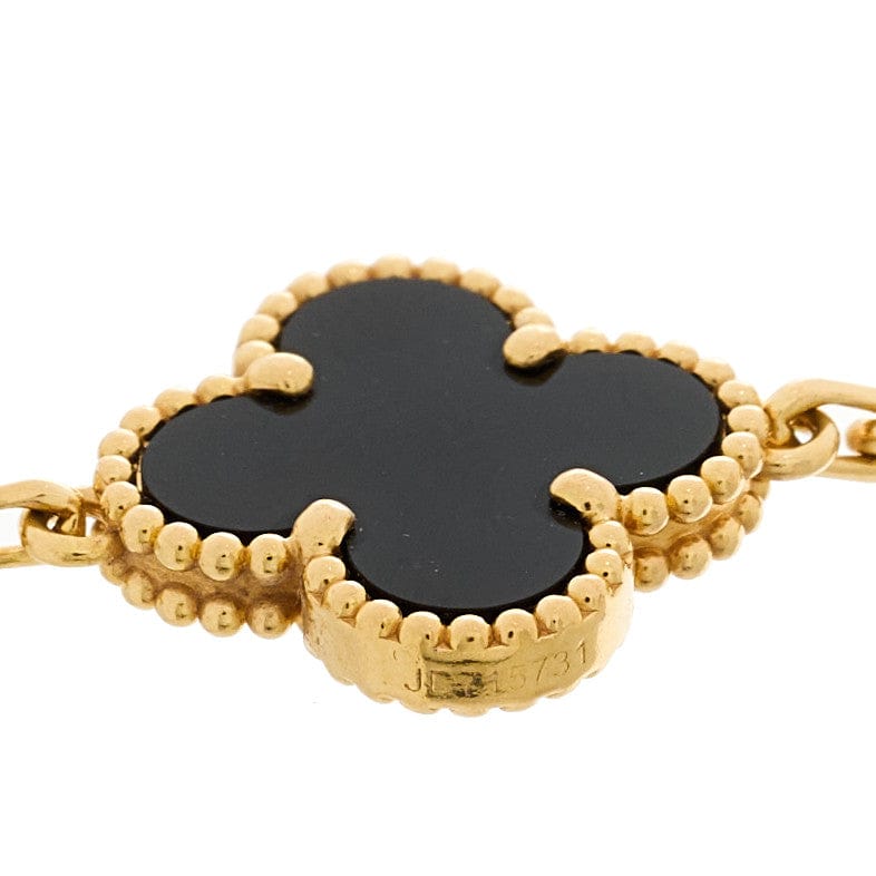 18K жовте золото чорний онікс 5 Motifs Vintage Alhambra браслет