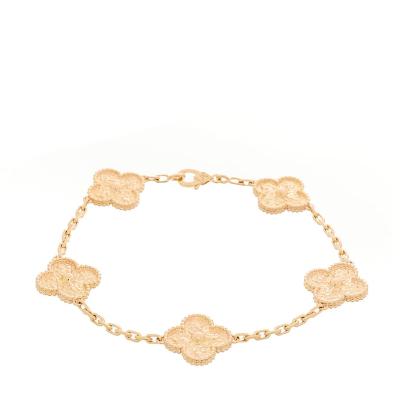 18K рожеве золото 5 Motifs Vintage Alhambra браслет