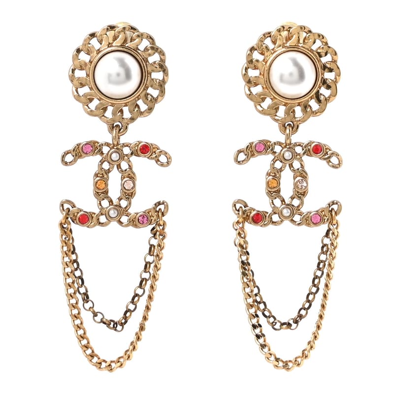 перлина Crystal ланцюг Link CC Drop сережки золото Red Pink жовтий