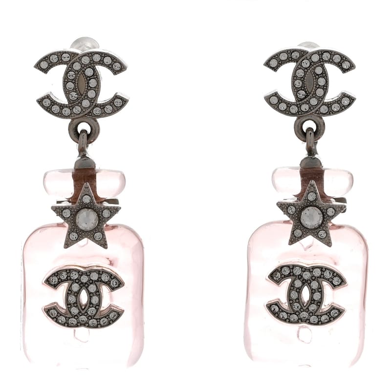 Resin Crystal CC Star Perfume Bottle Drop сережки срібло Pink