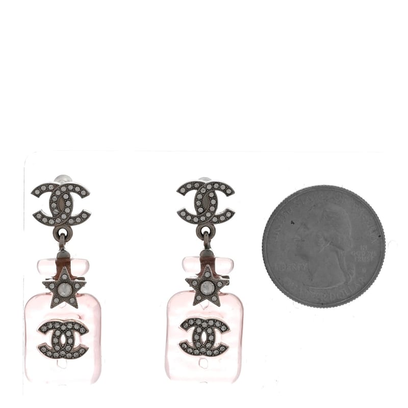 Resin Crystal CC Star Perfume Bottle Drop сережки срібло Pink