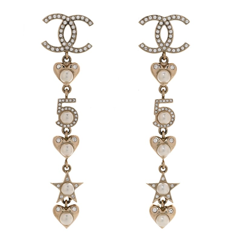 Crystal перлина Charming Winter CC Star Heart Drop сережки золото