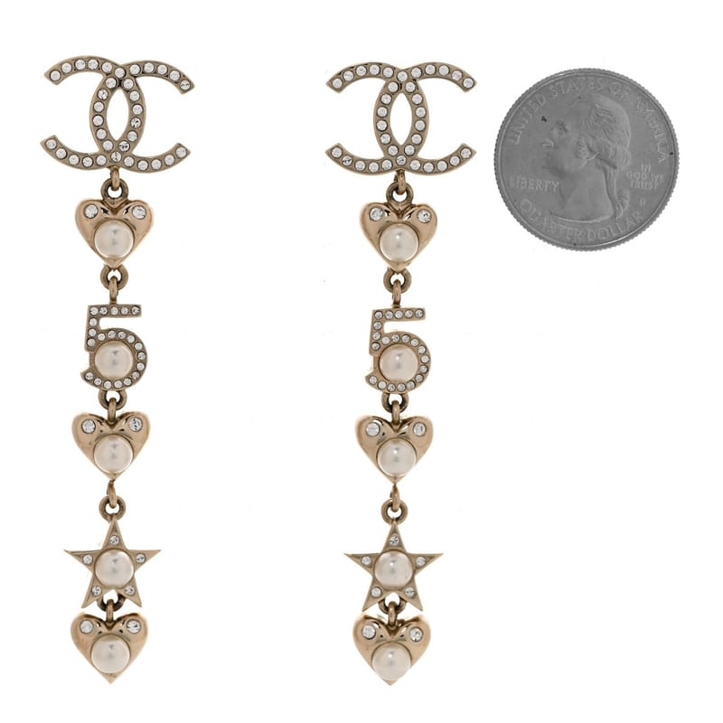 Crystal перлина Charming Winter CC Star Heart Drop сережки золото