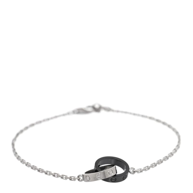 18K біле золото чорний Ceramic Interlocking LOVE браслет
