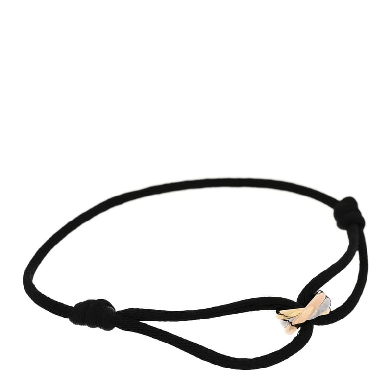 18k Pink жовтий біле золото Trinity Adjustable Cord браслет чорний