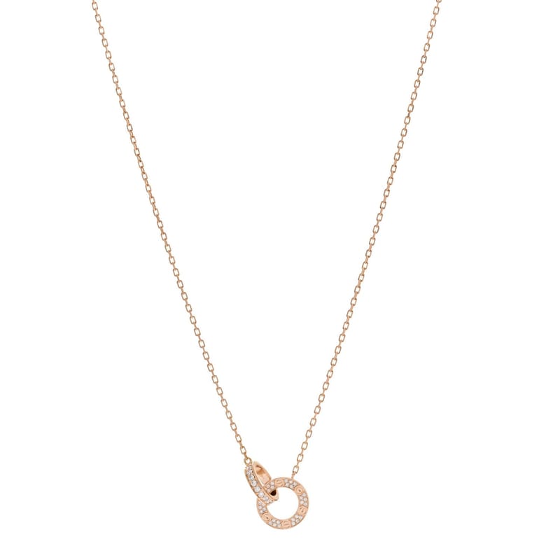 18K рожеве золото діамант Interlocking LOVE Paved кольє