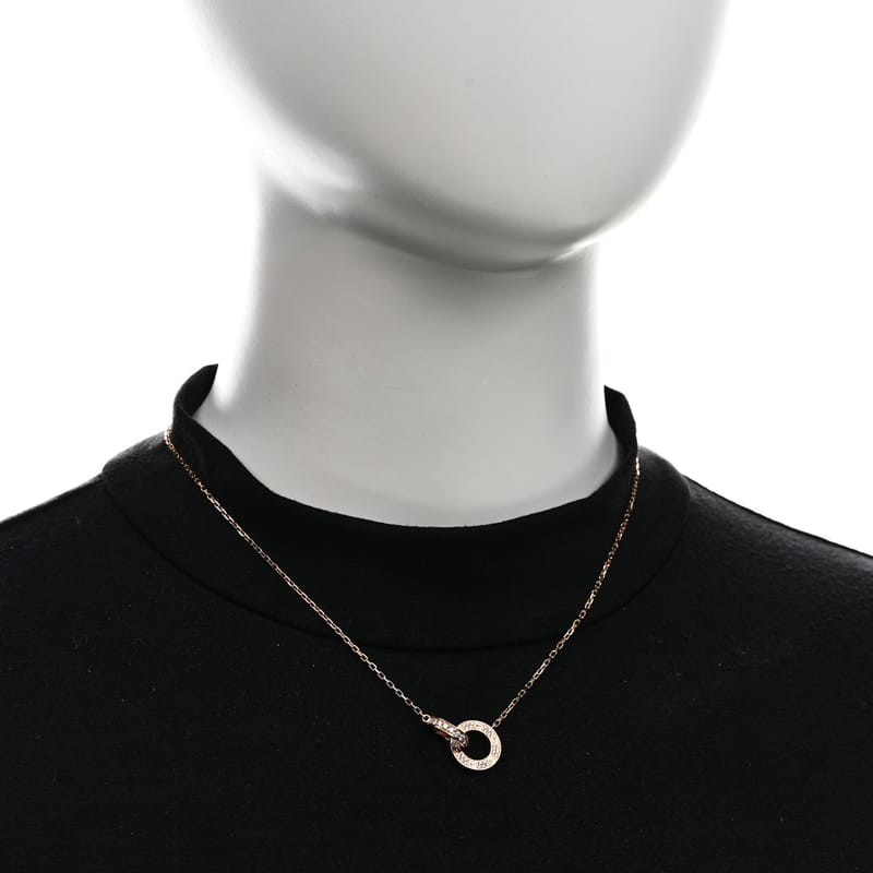 18K рожеве золото діамант Interlocking LOVE Paved кольє