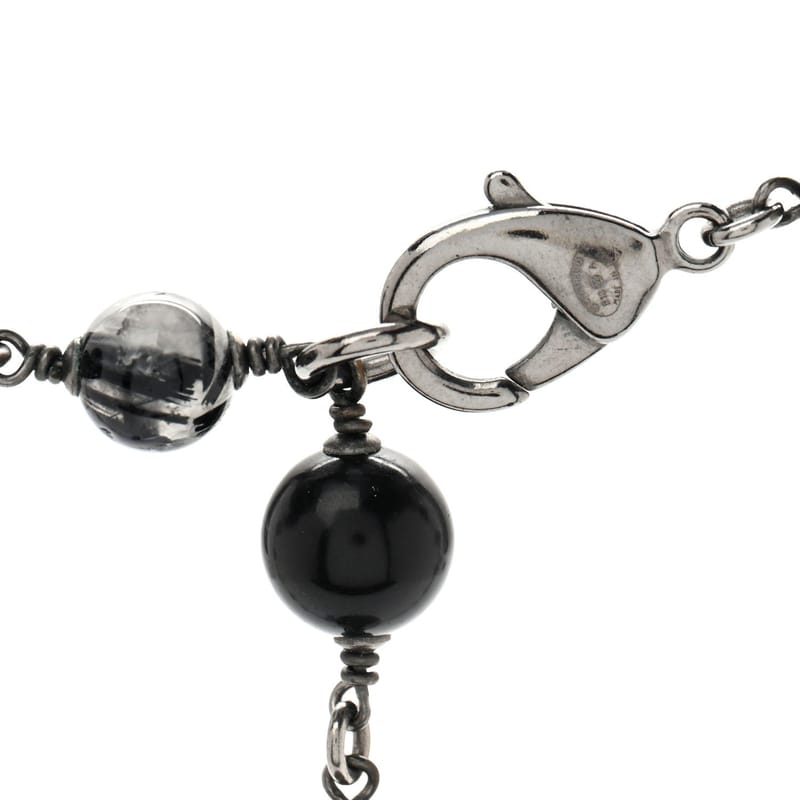 Crystal Bead CC Long кольє срібло чорний