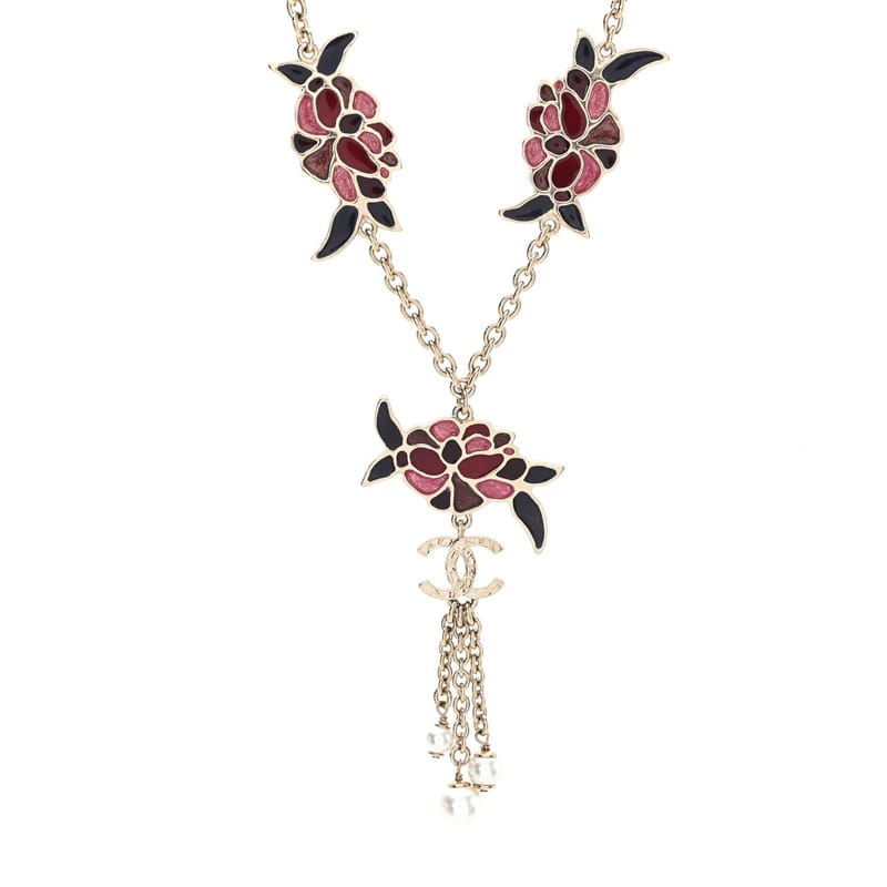 Resin перлина Metal CC Camellia кольє рожеве золото