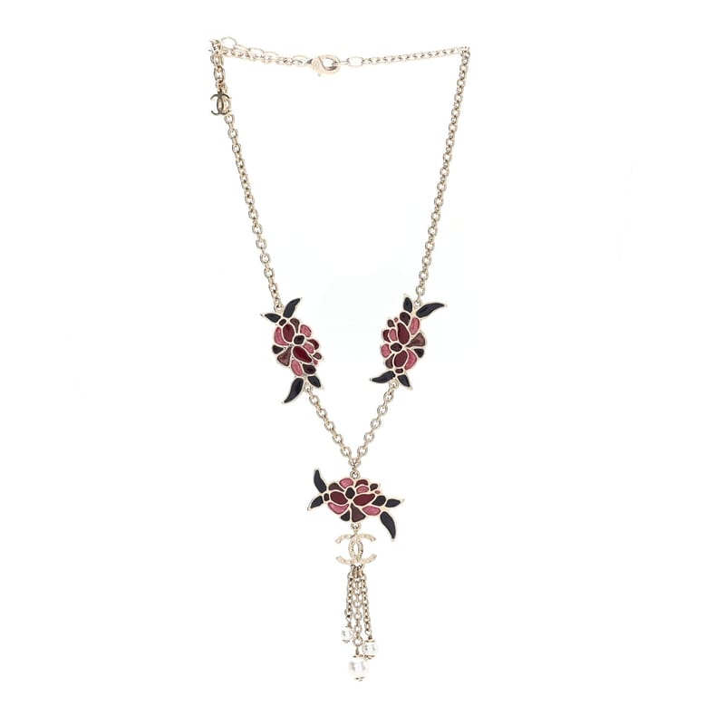 Resin перлина Metal CC Camellia кольє рожеве золото
