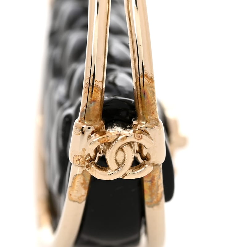 Metal Resin Quilted Flap Bag Hoop сережки чорний золото