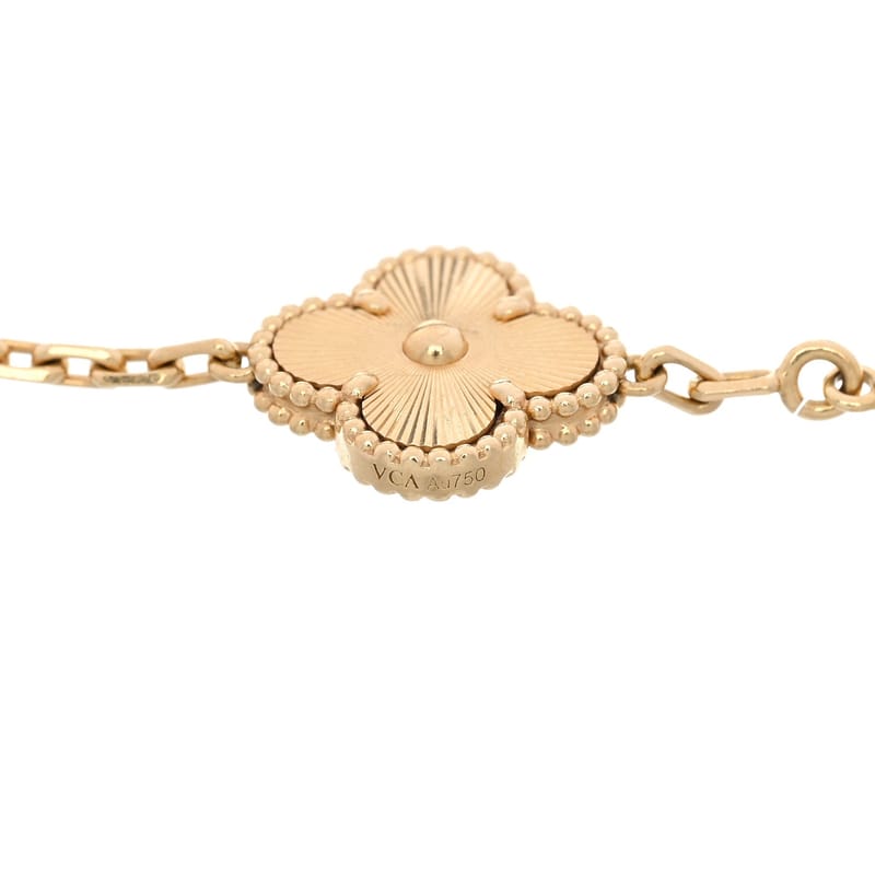 18K жовте золото діамант 5 Motifs Guilloche Vintage Alhambra браслет