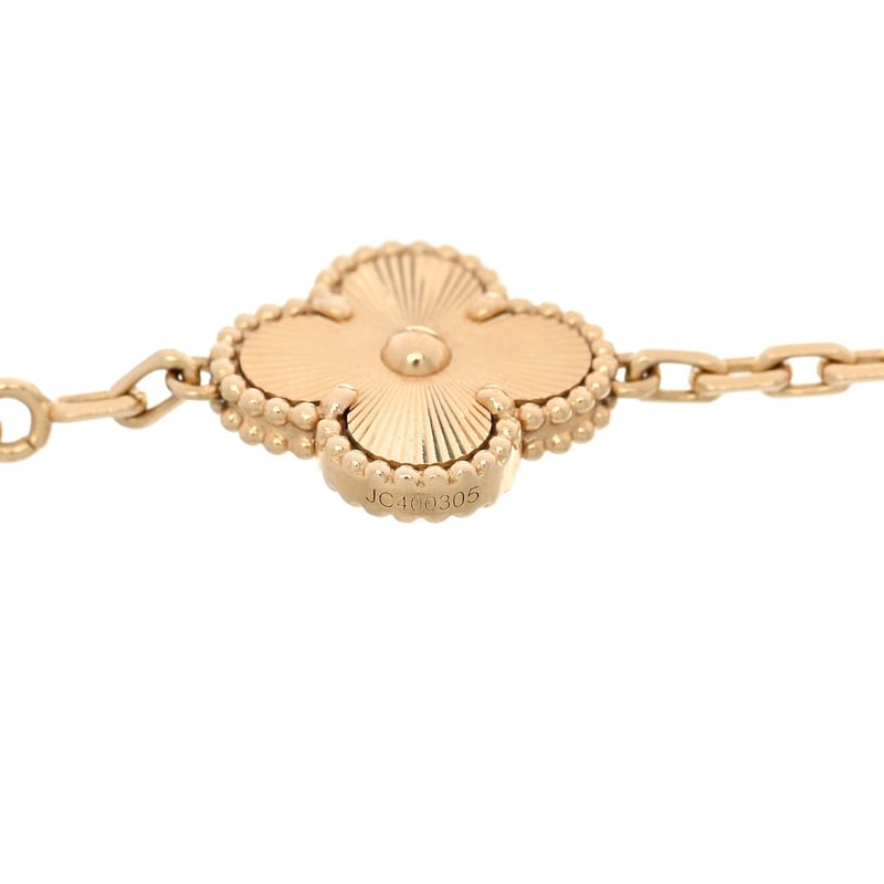 18K жовте золото діамант 5 Motifs Guilloche Vintage Alhambra браслет