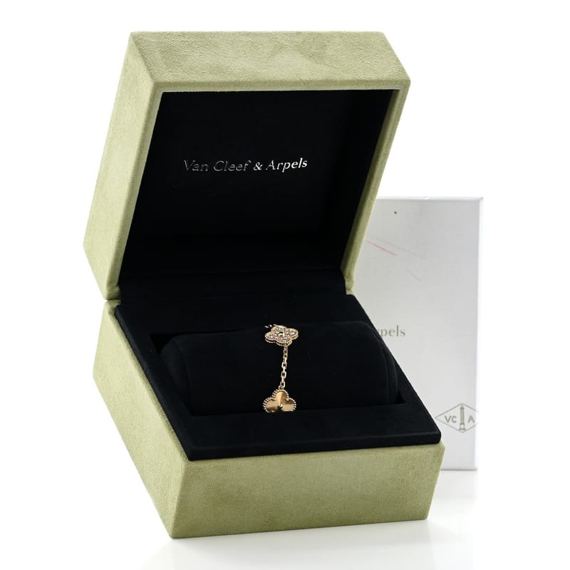 18K жовте золото діамант 5 Motifs Guilloche Vintage Alhambra браслет